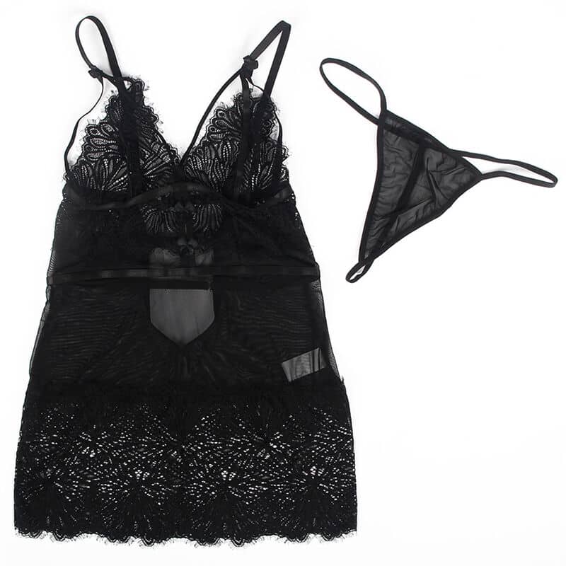 Subblime - Babydoll Com Alas De Renda Ajustveis Preto S/M - Image 6