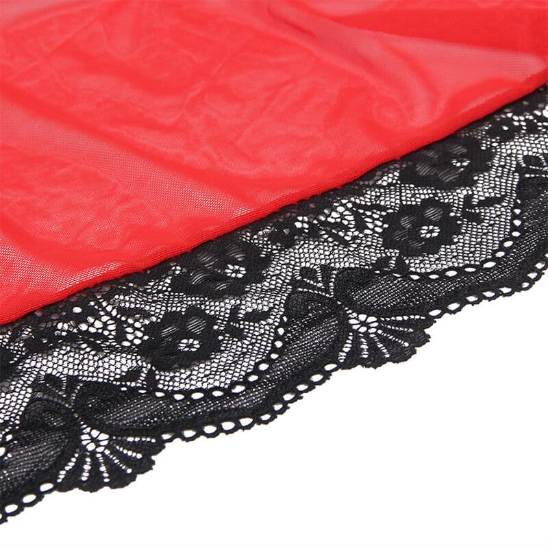 Subblime - Robe Em Tecido Transparente Com Detalhe De Renda Vermelho L/Xl - Image 8