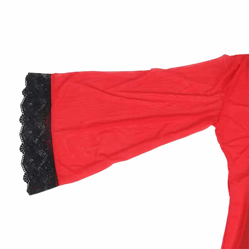 Subblime - Robe Em Tecido Transparente Com Detalhe De Renda Vermelho L/Xl - Image 6