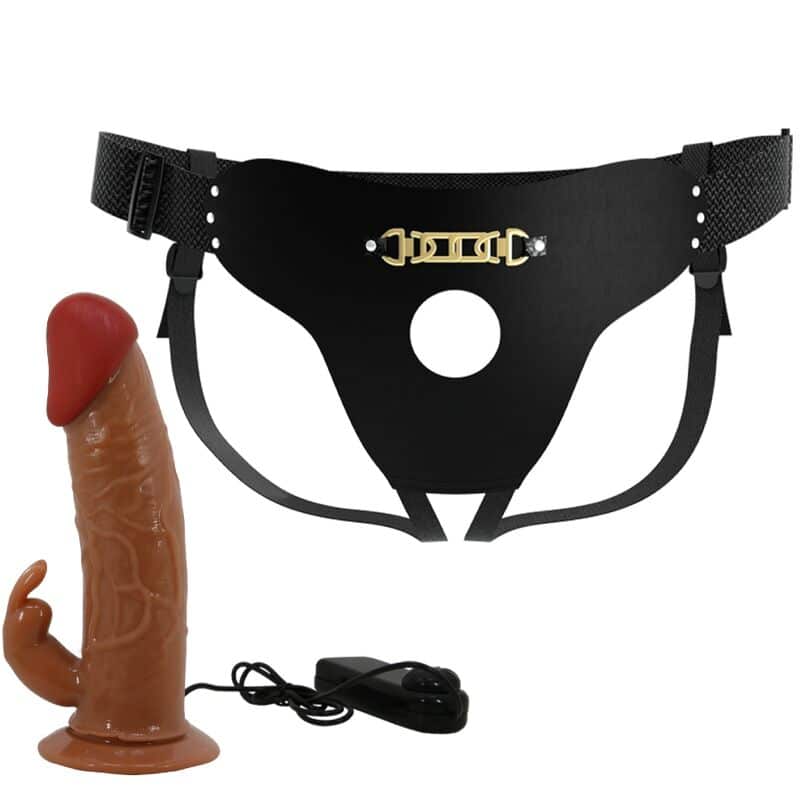 Pretty Love - Marion Harness Cuecas Universais Com Dildo Vibratório 19 Cm Marrom - Image 5