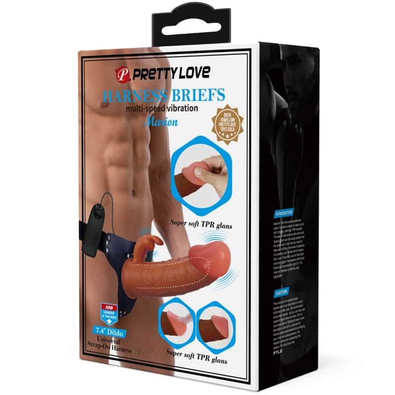 Pretty Love - Marion Harness Cuecas Universais Com Dildo Vibratório 19 Cm Marrom - Image 9
