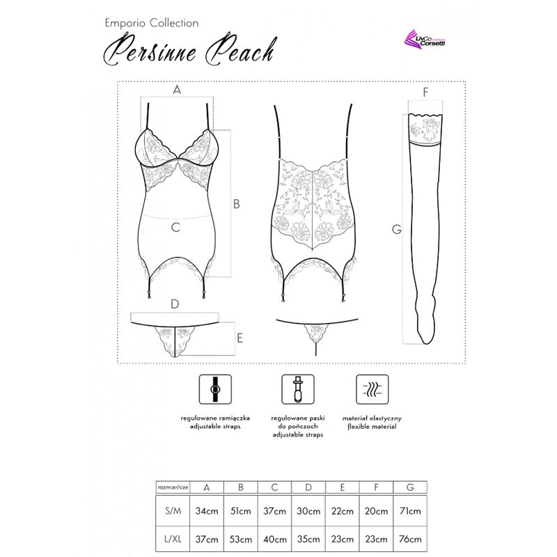 Livco Corsetti Fashion - Conjunto Persinne Pêssego Corset + Calcinha + Meias - Image 5