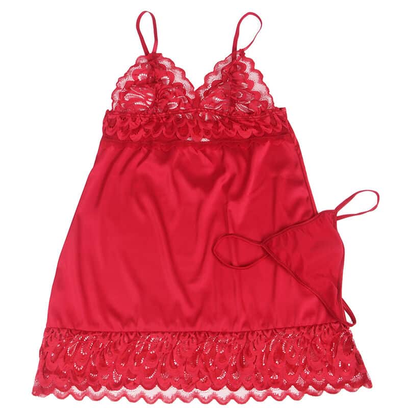 Subblime - Babydoll De Cetim Com Renda Vermelha S/M - Image 6