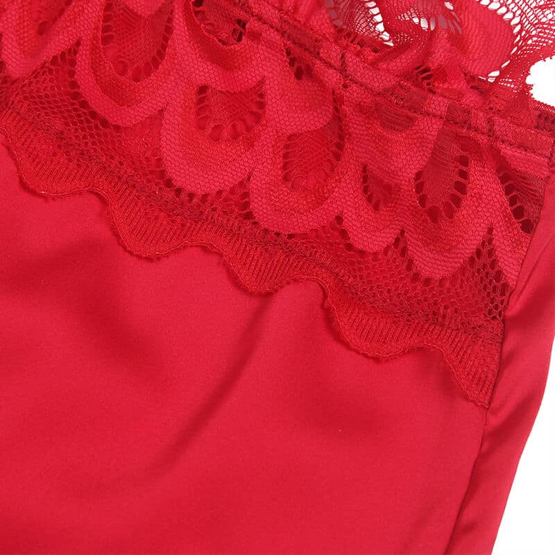 Subblime - Babydoll De Cetim Com Renda Vermelha S/M - Image 7
