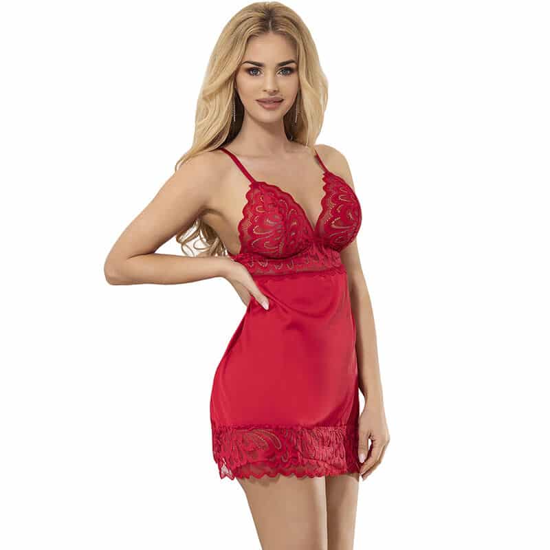 Subblime - Babydoll De Cetim Com Renda Vermelha S/M - Image 2