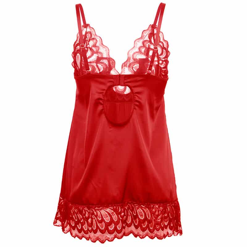Subblime - Babydoll De Cetim Com Renda Vermelha S/M - Image 5