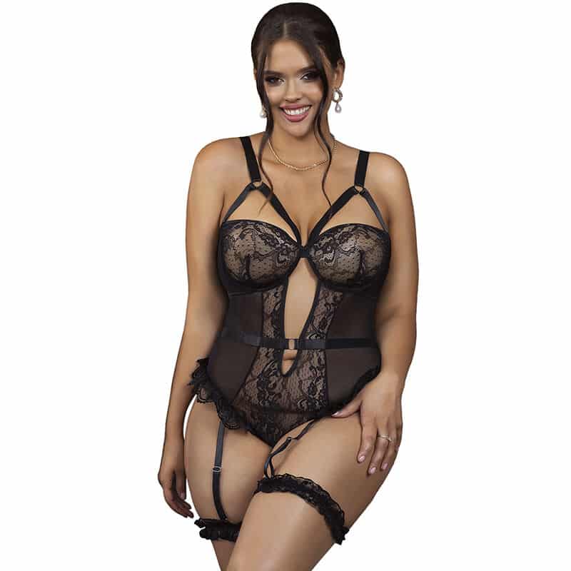 Subblime - Teddy Com Liga Com Detalhe Renda E Tiras Preto L/Xl