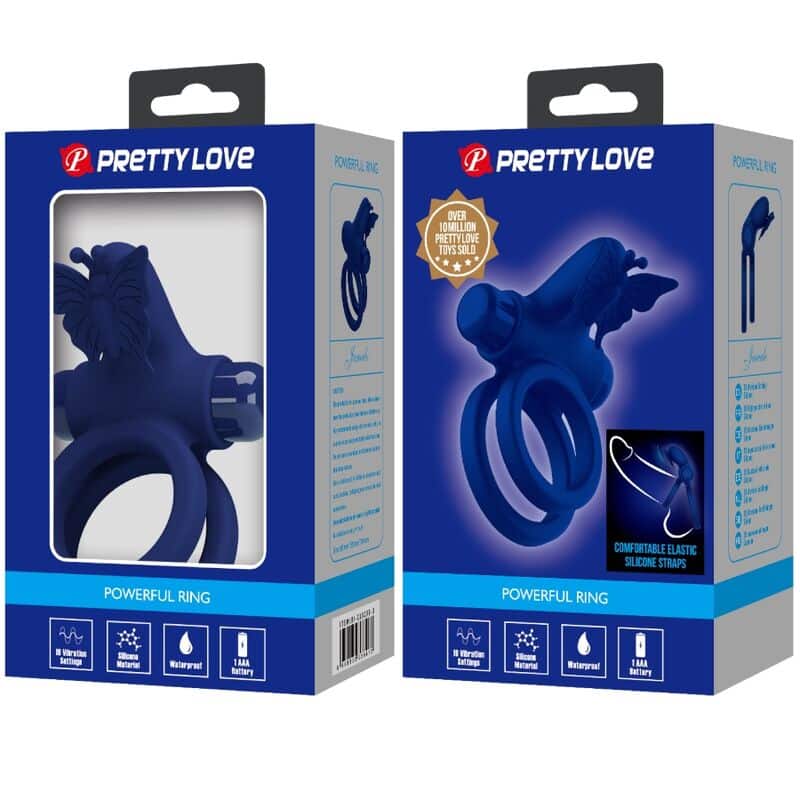 Pretty Love - Jamele Anel Duplo Com Estimulador De Vibrao E Borboleta Azul - Image 10