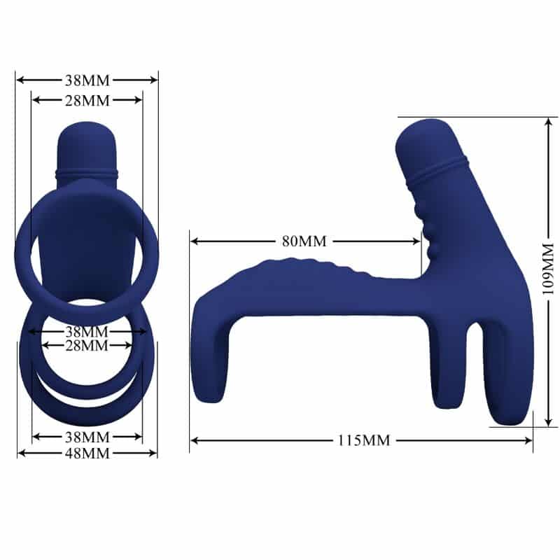 Pretty Love - Anel Vibrante Elish Com Extenso Azul - Image 4