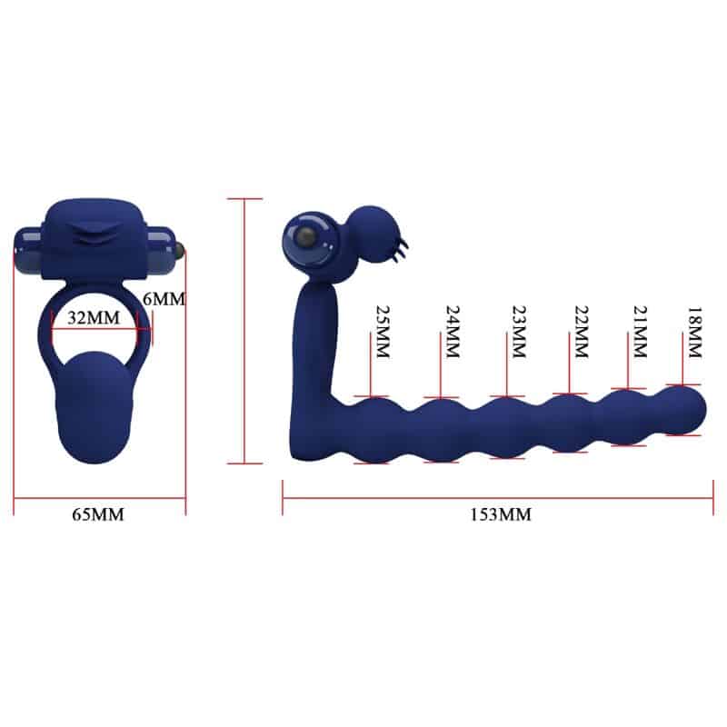 Pretty Love - Ajmal Anel Vibrador Com Plug Azul - Image 7