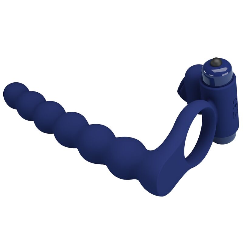 Pretty Love - Ajmal Anel Vibrador Com Plug Azul - Image 3