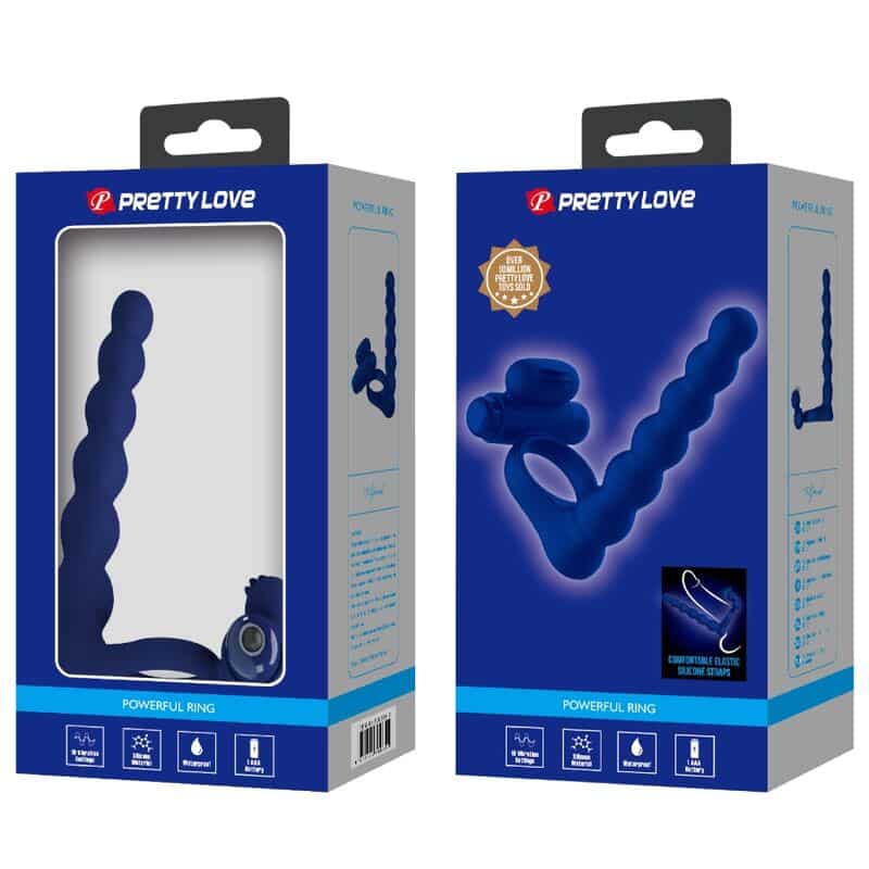 Pretty Love - Ajmal Anel Vibrador Com Plug Azul - Image 10