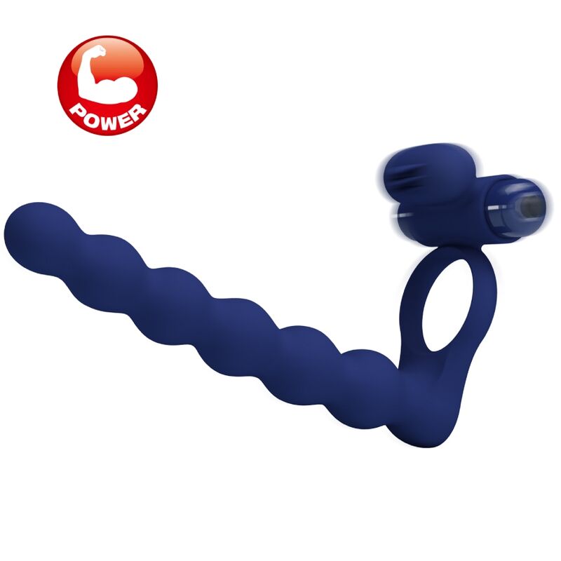 Pretty Love - Ajmal Anel Vibrador Com Plug Azul - Image 6