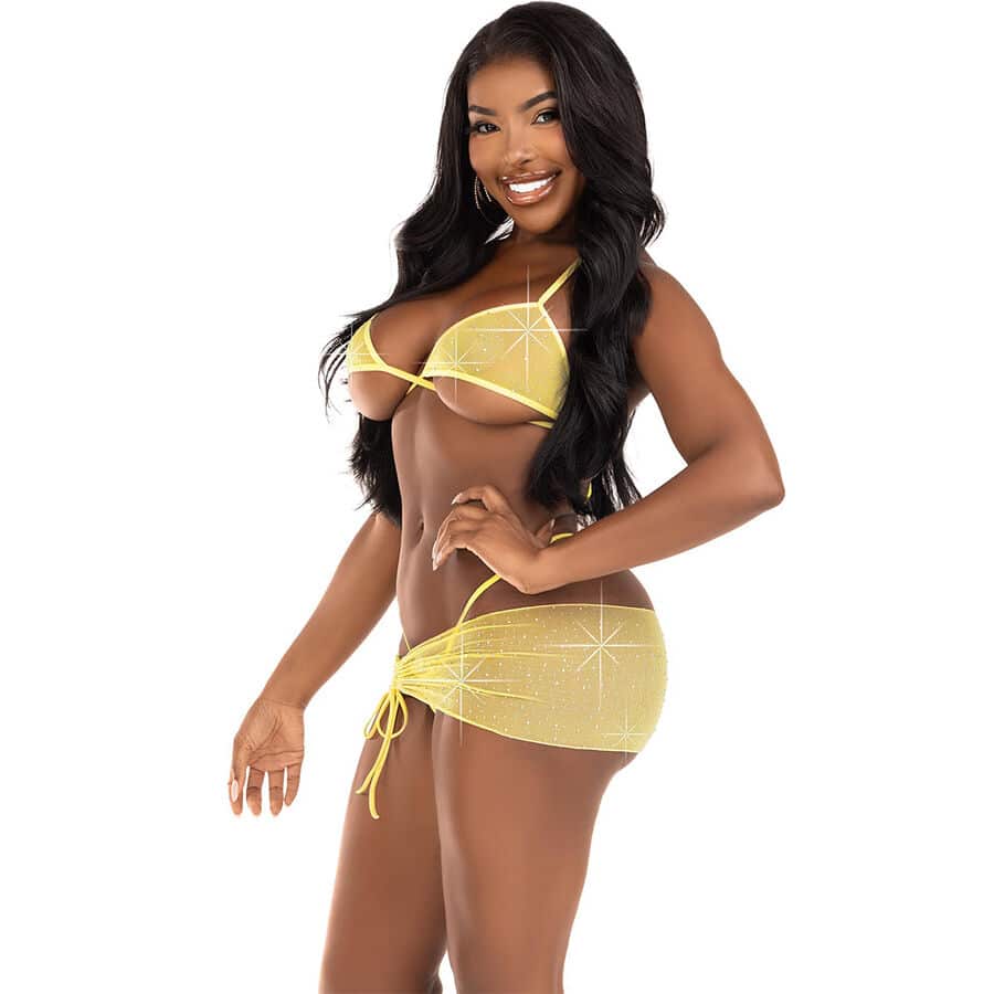 Leg Avenue - Conjunto Três Peças Diamantes Amarelo S/M - Image 3