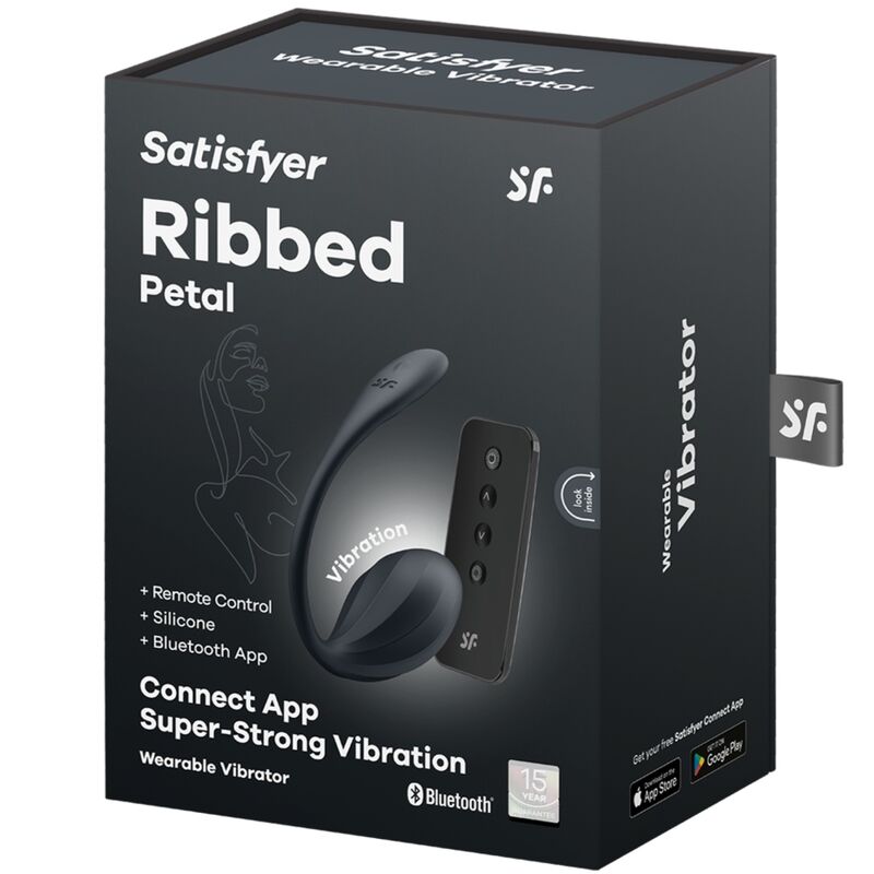 Satisfyer - Ribbed Petal Estimulador De Ponto G Controle Remoto Preto Aplicativo Gratuito - Image 7