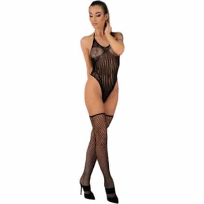 Livco Corsetti Fashion - Flammen Lc 17355 Conjunto Corpo + Meias Pretas Tamanho Único