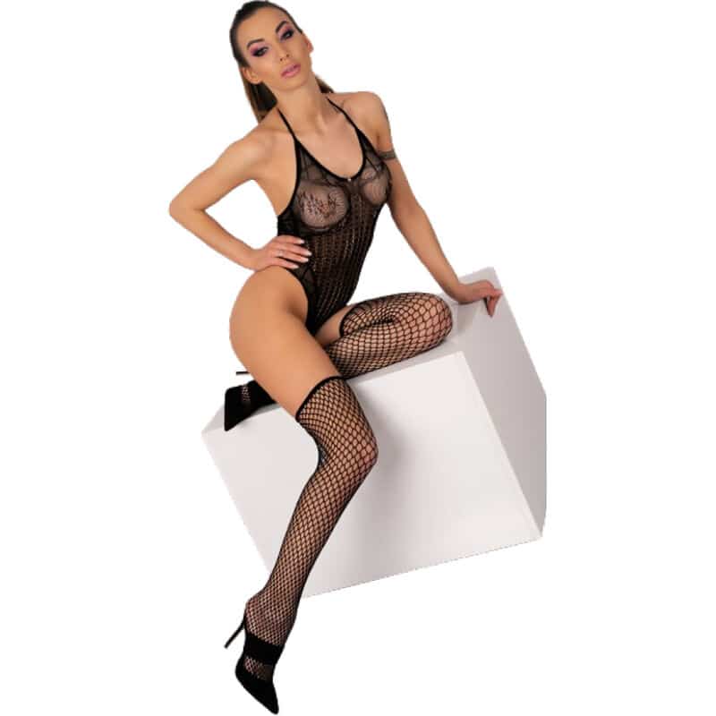 Livco Corsetti Fashion - Flammen Lc 17355 Conjunto Corpo + Meias Pretas Tamanho Único - Image 3
