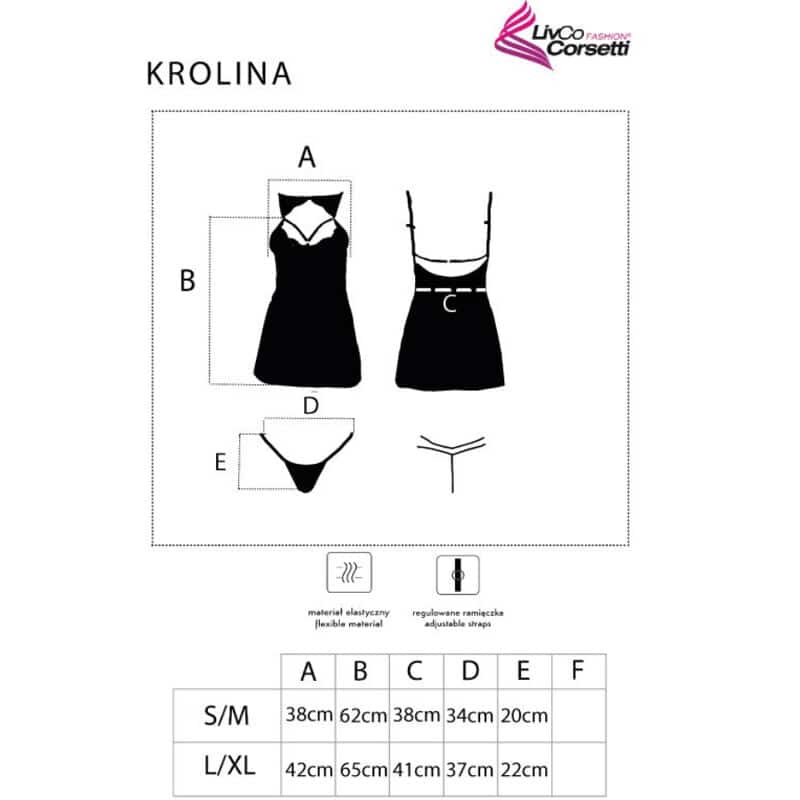 Livco Corsetti Fashion - Krolina Lc 90734 Chemise + Tanga Preta S/M - Image 4