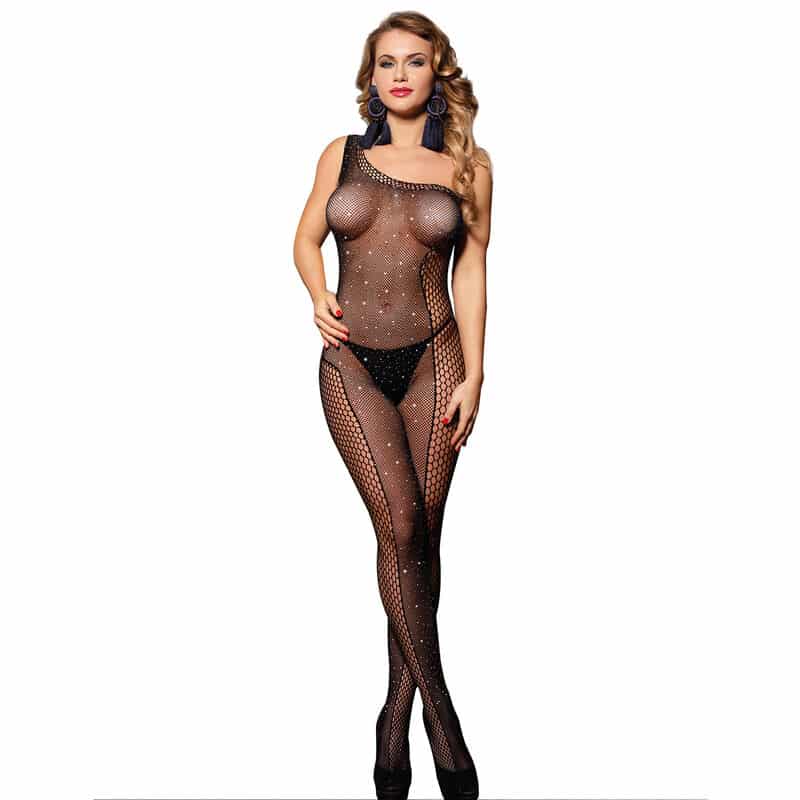 Subblime - 952037 Bodystocking De Alta Costura Com Diamantes Preto Tamanho Único