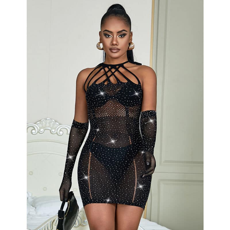 Subblime - 952235 Vestido De Rede Com Stras Preto Tamanho Único - Image 6