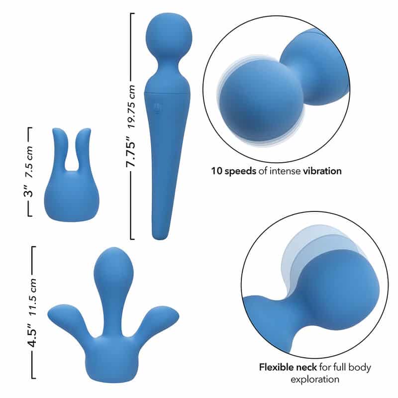 Calexotics - Couture Kit Vibrador Wand 10 Vibrações Azul - Image 8