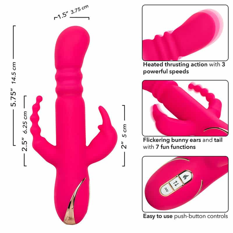 Calexotics - Jack Fantasy Vibrador Triplo Aquecido Coelho Rosa - Image 7
