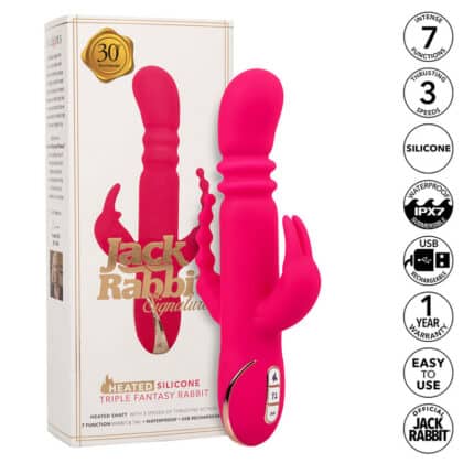 Calexotics - Jack Fantasy Vibrador Triplo Aquecido Coelho Rosa