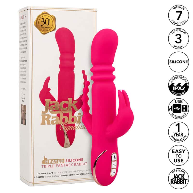 Calexotics - Jack Fantasy Vibrador Triplo Aquecido Coelho Rosa