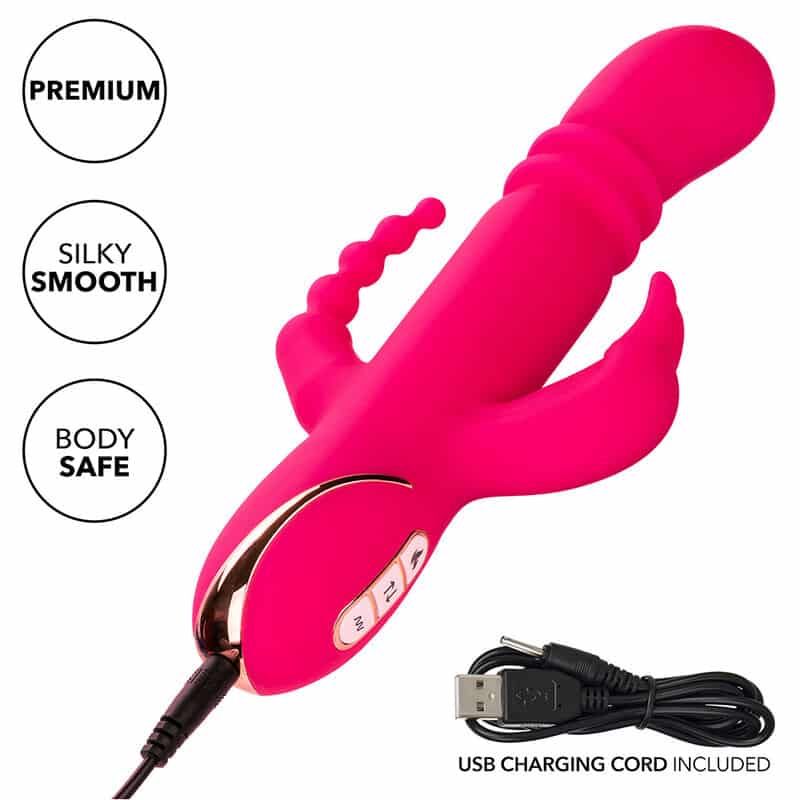 Calexotics - Jack Fantasy Vibrador Triplo Aquecido Coelho Rosa - Image 8