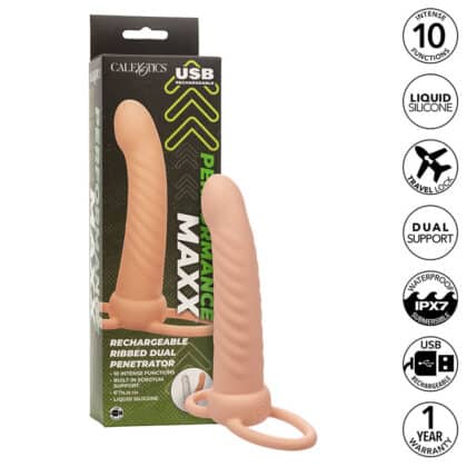 Calexotics - Maxx Ribbed Dual Penetrator 10 Vibrações Carne