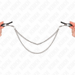Kink - Pinças Para Bicos Com 2 Correntes Grossas Prata 20/23 Cm