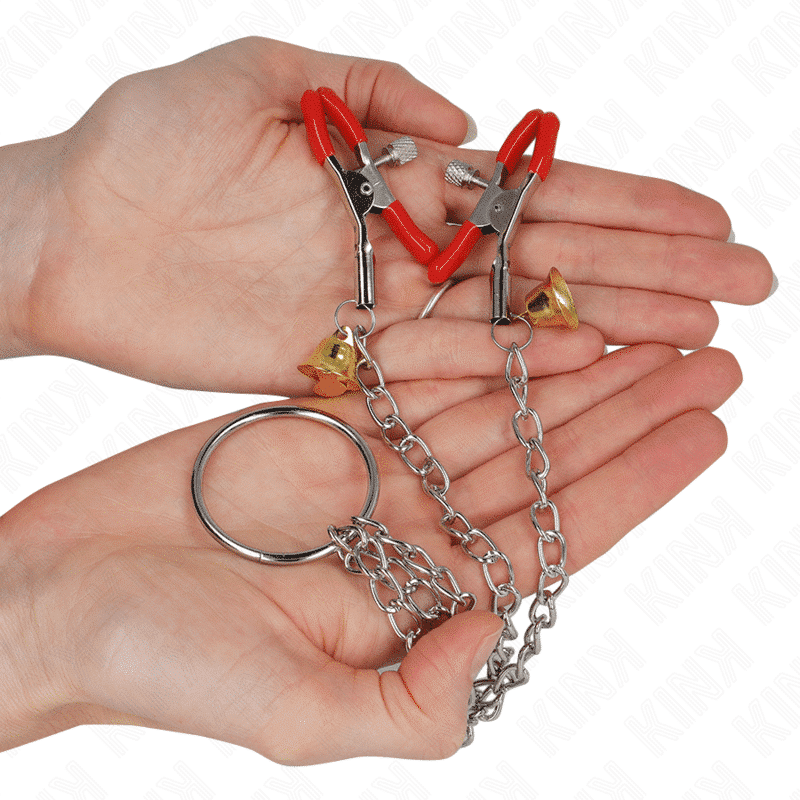 Kink - Bell Triple Nipple And Clit Camps Vermelho Com Corrente 30 Cm - Image 2