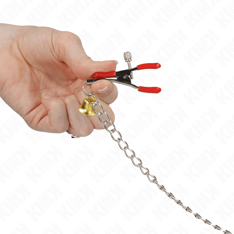 Kink - Bell Triple Nipple And Clit Camps Vermelho Com Corrente 30 Cm - Image 3