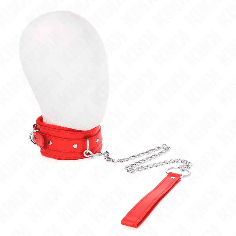 Kink - Colar Com Trela 65 Cm Com Restrições Vermelho 36-42 Cm X 5,5 Cm