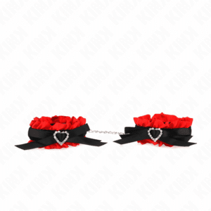 Kink - Retenções De Punho Elásticas De Renda Detalhes De Coração Vermelho Ajustáveis 22-35 Cm