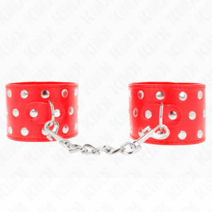 Kink - Retenções De Pulso Com Snap Fasten Completo De Rebites Vermelho Ajustável 19-24 Cm X 5,5 Cm