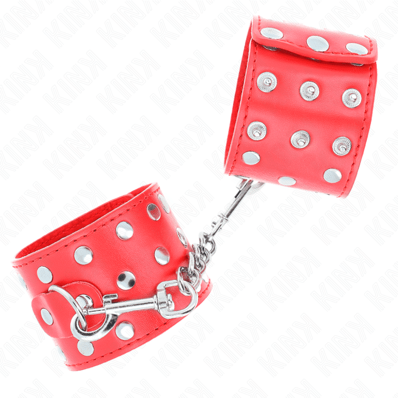 Kink - Retenções De Pulso Com Snap Fasten Completo De Rebites Vermelho Ajustável 19-24 Cm X 5,5 Cm - Image 2