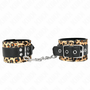 Kink - Retenção De Pulso De Couro Real Leopardo Ajustável 18-29 Cm X 5,5 Cm