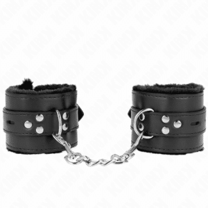 Kink - Pulso Forro De Pele Com Furos Quadrados Preto E Cinto Preto Ajustável 17-29 Cm X 6 Cm