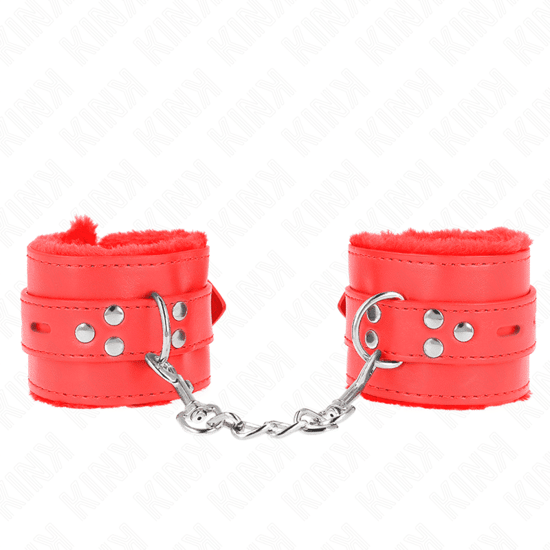 Kink - Pulso Forro De Pele Com Furos Quadrados Vermelho E Cinto Vermelho Ajustável 17-29 Cm X 6 Cm