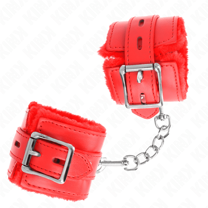 Kink - Pulso Forro De Pele Com Furos Quadrados Vermelho E Cinto Vermelho Ajustável 17-29 Cm X 6 Cm - Image 2