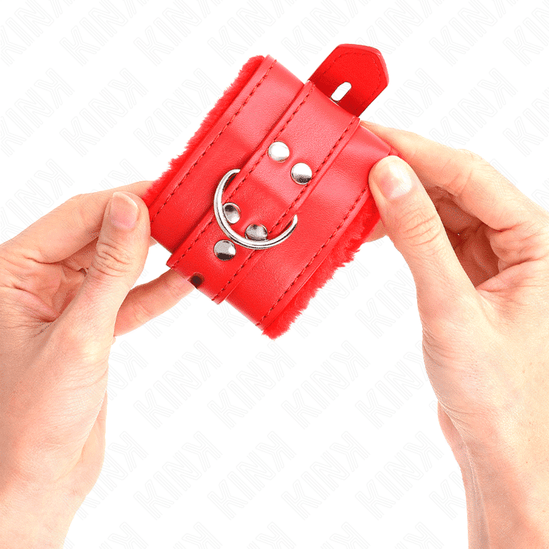 Kink - Pulso Forro De Pele Com Furos Quadrados Vermelho E Cinto Vermelho Ajustável 17-29 Cm X 6 Cm - Image 3