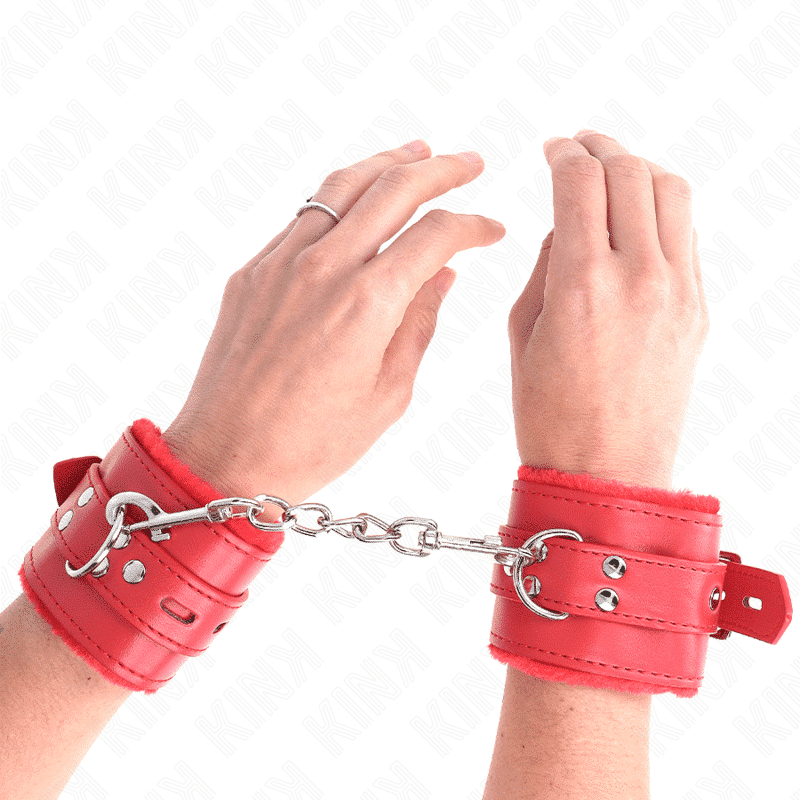 Kink - Pulso Forro De Pele Com Furos Quadrados Vermelho E Cinto Vermelho Ajustável 17-29 Cm X 6 Cm - Image 4