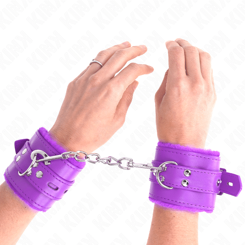 Kink - Pulso Forro De Pele Com Furos Quadrados Roxo E Cinto Roxo Ajustável 17-29 Cm X 6 Cm - Image 4