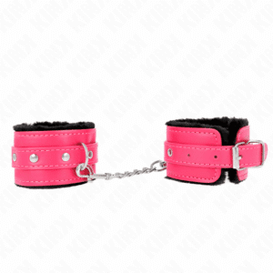 Kink - Pulso Premium Forro De Pele Preto Com Cinto Raspberry Rose Ajustável 17-29 Cm X 6 Cm