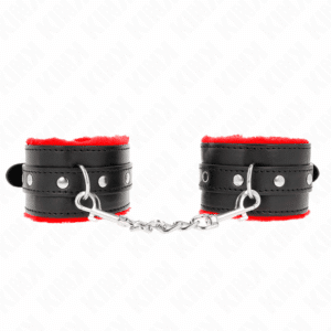 Kink - Pulso Premium Forro De Pele Vermelho Com Cinto Preto Ajustável 17-29 Cm X 6 Cm