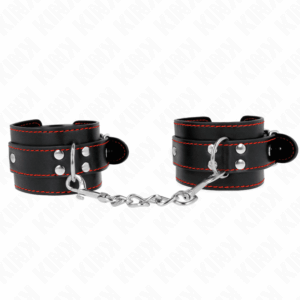 Kink - Punhos Pretos Com Forro Vermelho Ajustáveis 20-28 Cm X 5,5 Cm
