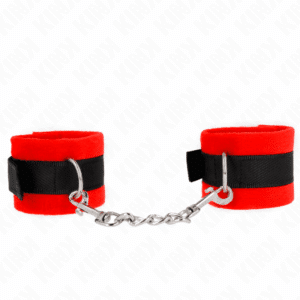 Kink - Algemas De Pele Iniciante Preto-Vermelho 30 X 7 Cm