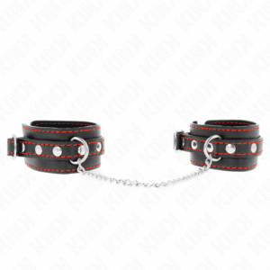 Kink - Pequenos Punhos Pretos Com Forro Vermelho Ajustáveis 14-24 Cm X 3,5 Cm
