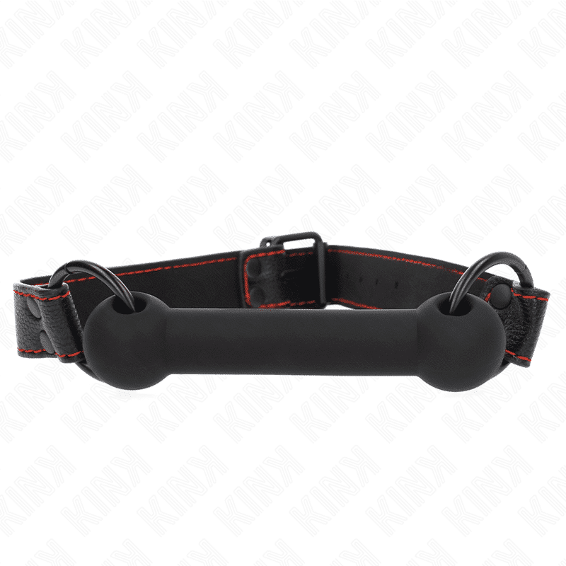 Kink - Mordaça De Osso Com Alça De Couro Preta Ajustável 41-57 Cm